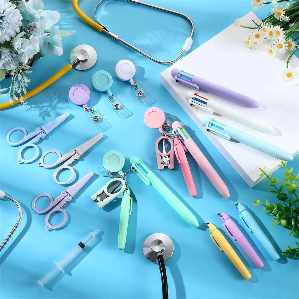 Retractable Scroll Style Hooks Scalable Ballpoint Pen School Hospital Student Nurse Ball Pen with Buckle Clip Nurse's Day