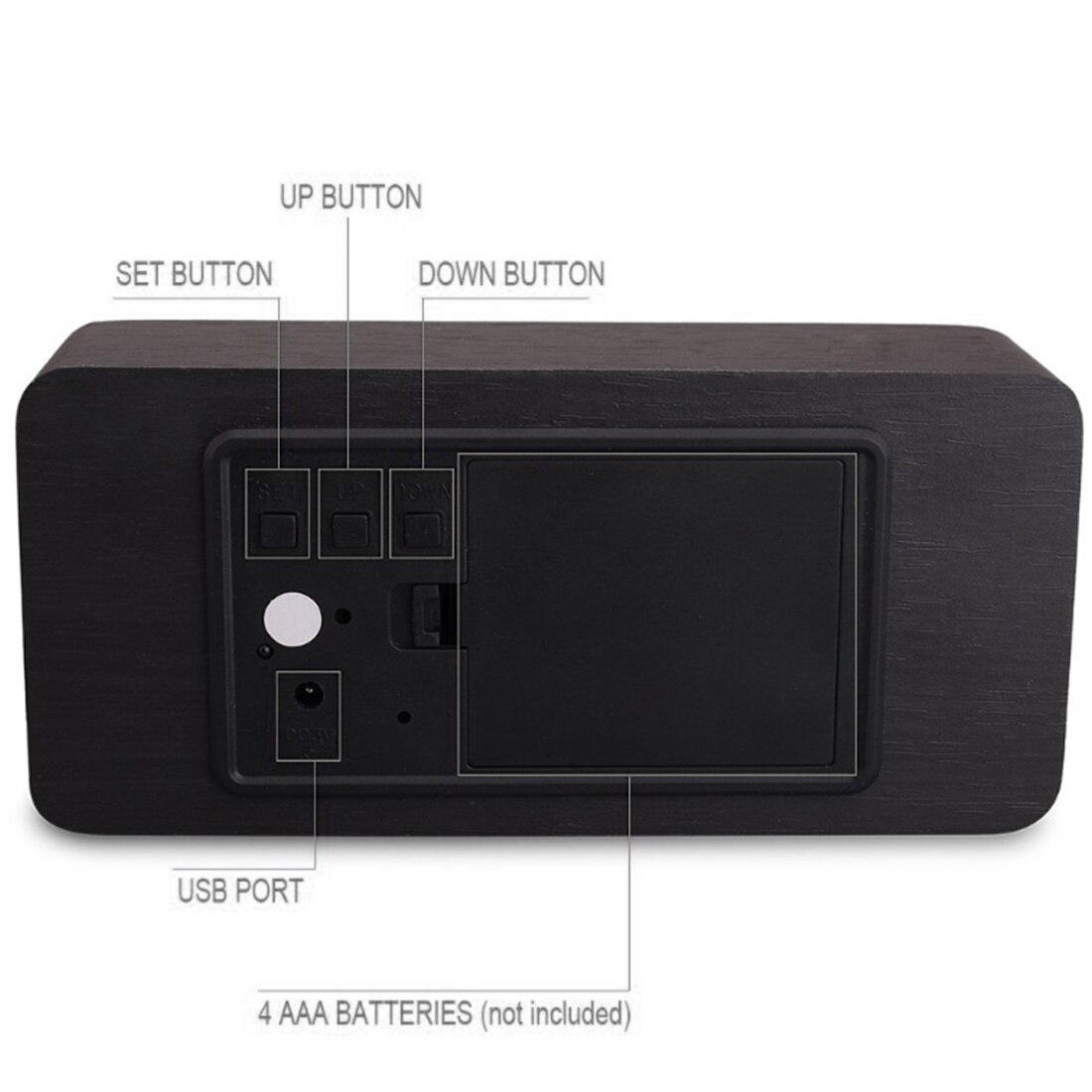 1 stuk led houten wekkers temperatuur elektronische klok geluiden controle digitale display tafelklok voor thuis desktop kalender