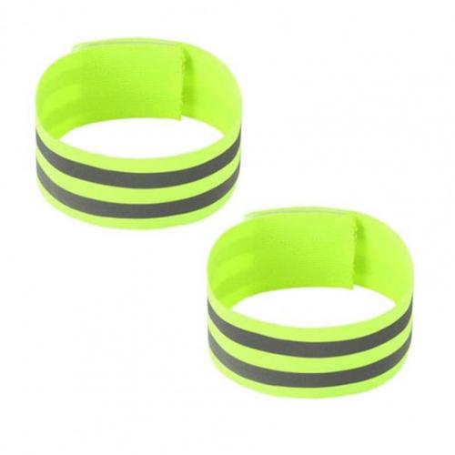 2Pcs Self-Adhesive Cycling Reflective Bands Magic Stickers Tapes Safety Leg Straps Strips Warning Armband Reflector Wristband: Fluorescent Green