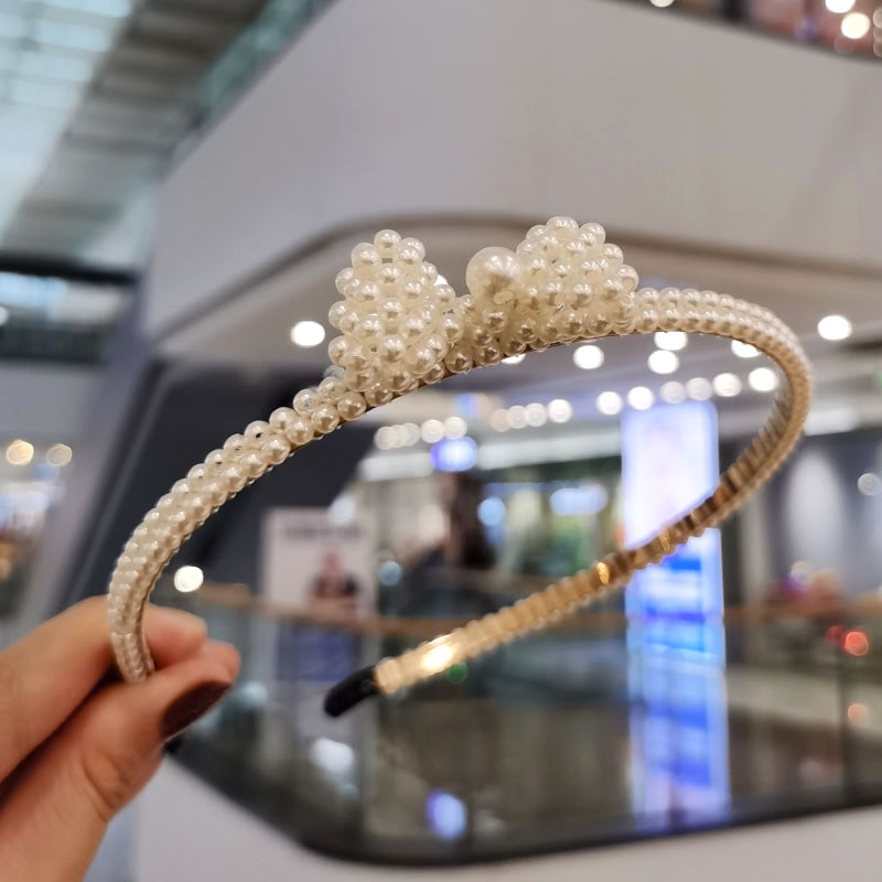 Trendy Luxury Big Pearl Headband For Women Bow Headband Bezel Turban Girls Hair Headwear Accessories: AGH950782