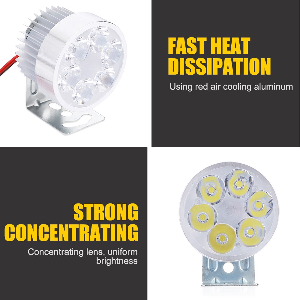 Universal LED Motorcycle Headlight 12V-90V 6 LED Light 6000K Waterproof Headlamp Front Light Bulbs For Motor Head Light