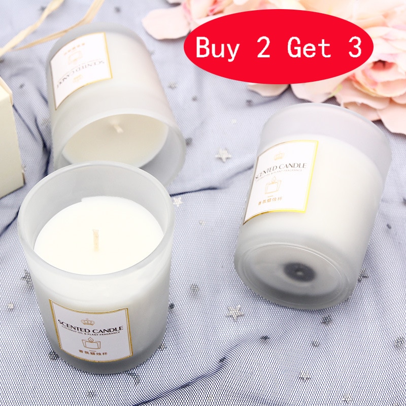 Glass Can Smokeless Fragrance Handmade Scented Candle Natural Soy Wax Wedding Birthday Beautiful Candlestick Home Decoration