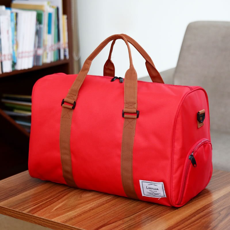 Große Kapazität Frauen Gepäck Reise Duffle Tasche 35L/25L Wochenende Tasche Multifunktionale männer Reisen Schulter Tasche: rot