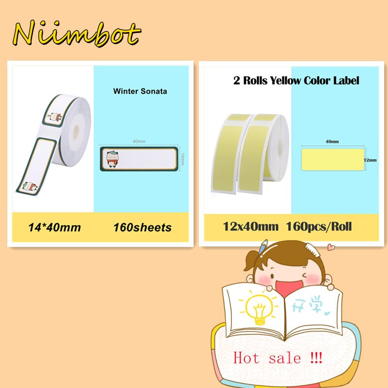 Label Printer Portable Pocket Label Printer Mini Sticker Bluetooth Thermal Label Printer Home Office Printer Paper Niimbot D11: 3Rolls dy