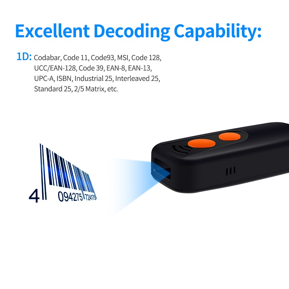 Aibecy Handheld 3-in-1 Barcode Scanner 1D Bar Code Reader Unterstützung BT & 2,4G Wireless & USB Verdrahtete Verbindung mit Anzeige