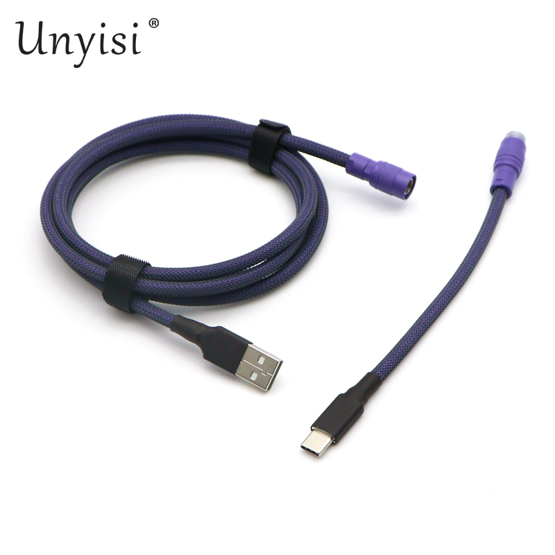 Cable Paracord y PET de doble manga USB-A a USB-C tipo C para teclado mecánico con aviador YC8.