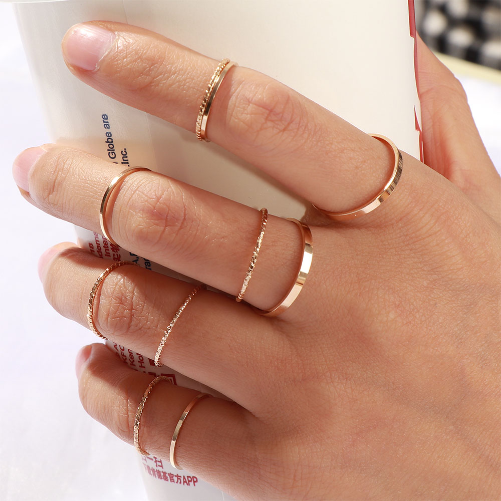 10 Stks/set Koreaanse Versie Joint Ring Tij Combinatie Staart Ringen Verschillende Grootte Van 1.4Cm-1.8Cm