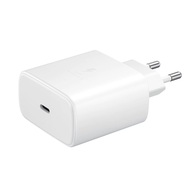 Original Samsung Super cargador rápido 45W PD rápido adaptador Cable de tipo C para Galaxy S20 Ultra S10 más S10E Nota 10 Pro A81 A91 A70: White EU Charger