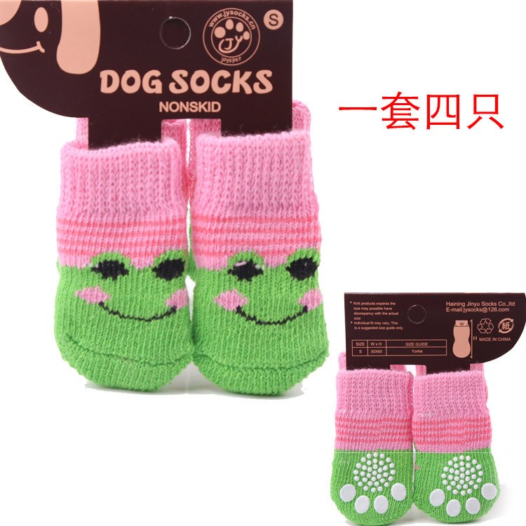 perro Calcetines Navidad Año mascotas Calcetines 4 unids/set Hond Perros Chien cachoro Dla Psa Gratis Para O Brasil Caes Calcetines: Pink Green Frog / for 2 kg of pets