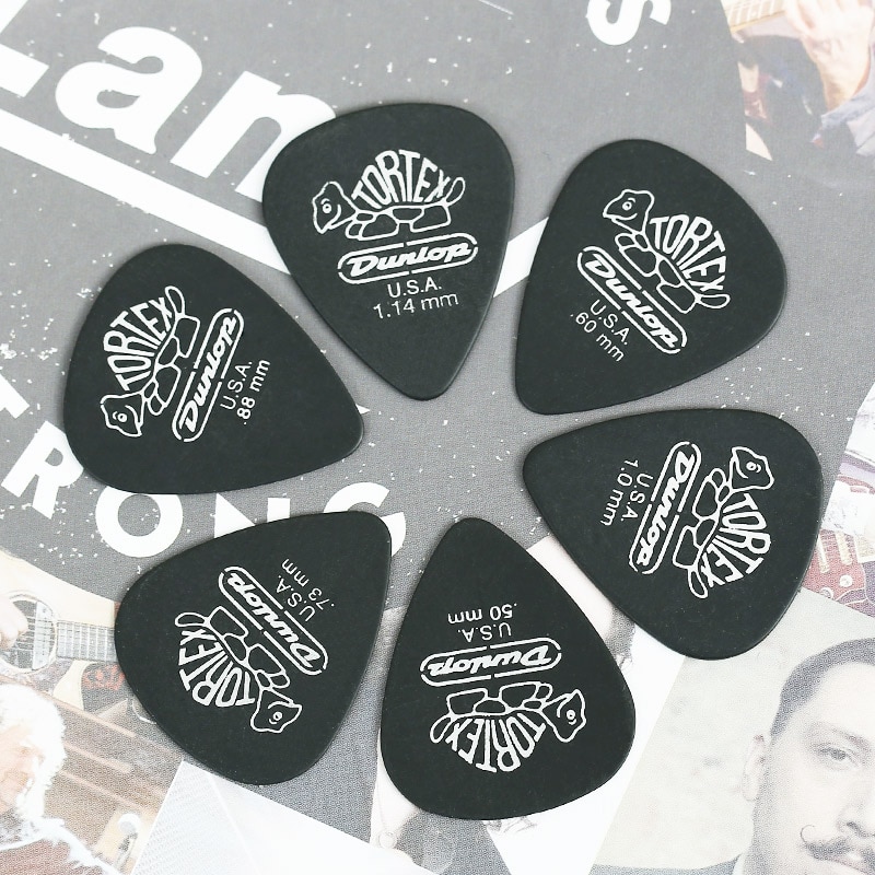 1 pc Dunlop Tortex Black Guitar Picks Bass Mediator Acoustic Electric Accessories Classic Thickness 0.5/0.6/0.73/0.88/1.0/1.14mm