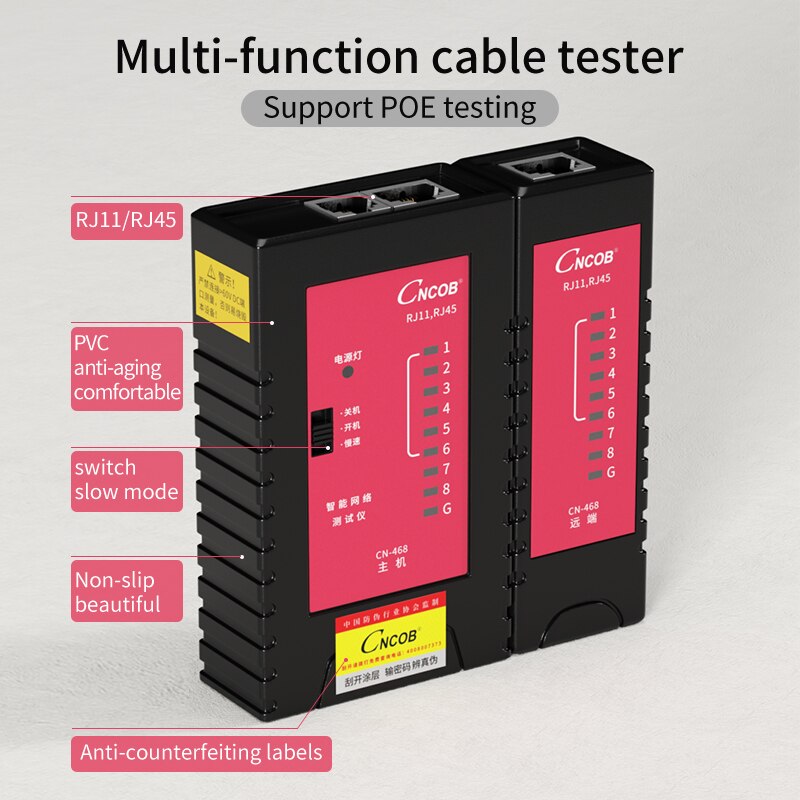 Cncob ethernet kabel tester  rj45 rj11 rj12 kat 5e kat 6 lan kabel tester netværk testværktøjer tjek for utp / stp netværkskabel