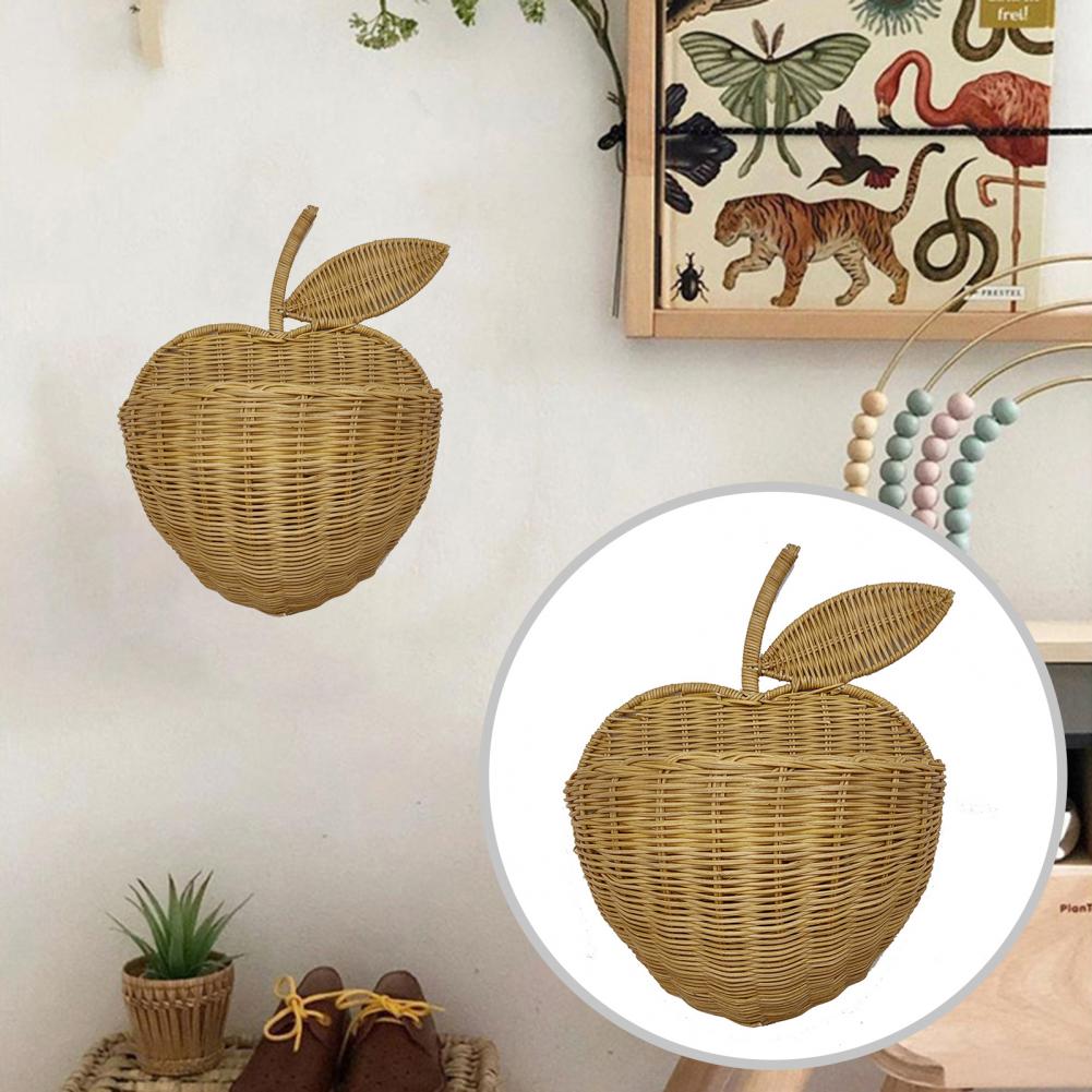 Panier de rangement en rotin en osier tissé à la main, en forme de pomme, pour vêtements d&#39;enfants, support suspendu pour jouets, support organisateur, décoration murale, photographie