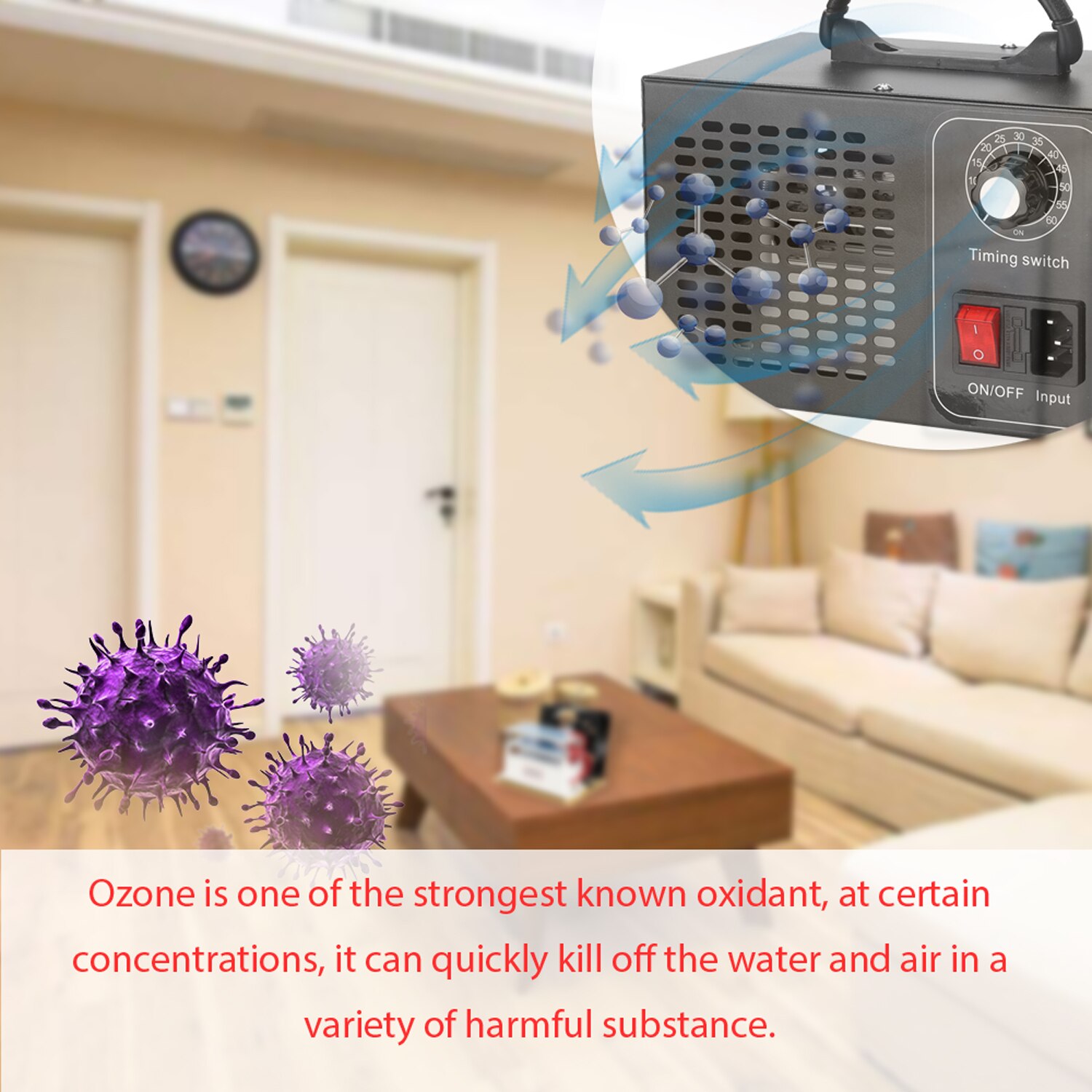 Kkmoon ozon maskin generator luftfilter renare ozonisator ozonator för hembil formaldehyd med timing switch