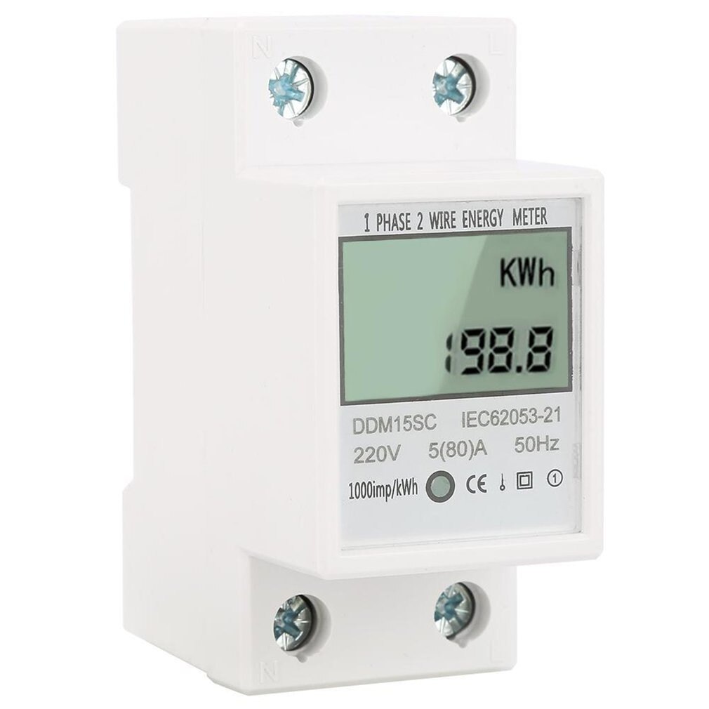 DDM15SC Electric KWh Meter Single Phase Two Wire Din Rail Electric Energy Meter Kilowatt Hour KWH Meter LCD Display