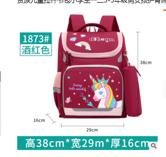 Afneembare kinderschooltassen met wieltjes meisjes jongens trolley schoolrugzak kinderschooltassen met wieltjes boekentas reisbagage: Rood