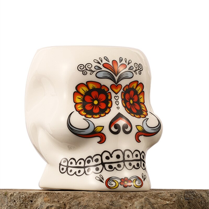 Cráneo de tatuaje cóctel especial de América del Norte taza de TIKI de Hawaii con cara pintada de flores, Bar, cultura Molecular, mezclada, copa de vino: Default Title