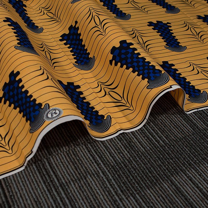 yellow flat polyester yellow print cloth woven fabric clothing fabrics yako wax 100% Polyester satin fabric dress