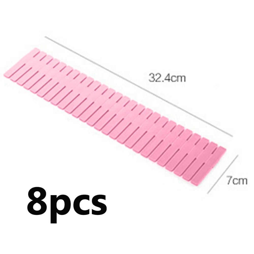 DIY Drawer Divider Adjustable Storage Shelves Grid Partition Board Household Storage Organizer Partition Board Space-saving Tool: 8PCS pink