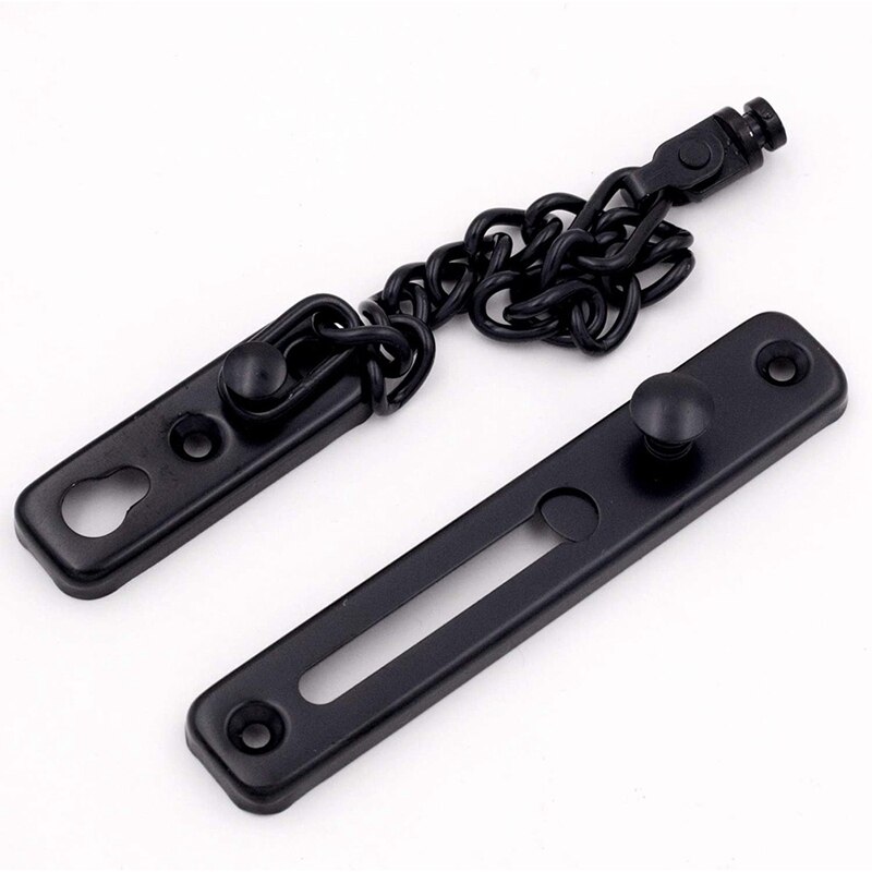 2 Pack Door Chain Lock, Stainless Steel Security Chain Guard, Polished Door Latch with Screws, Black