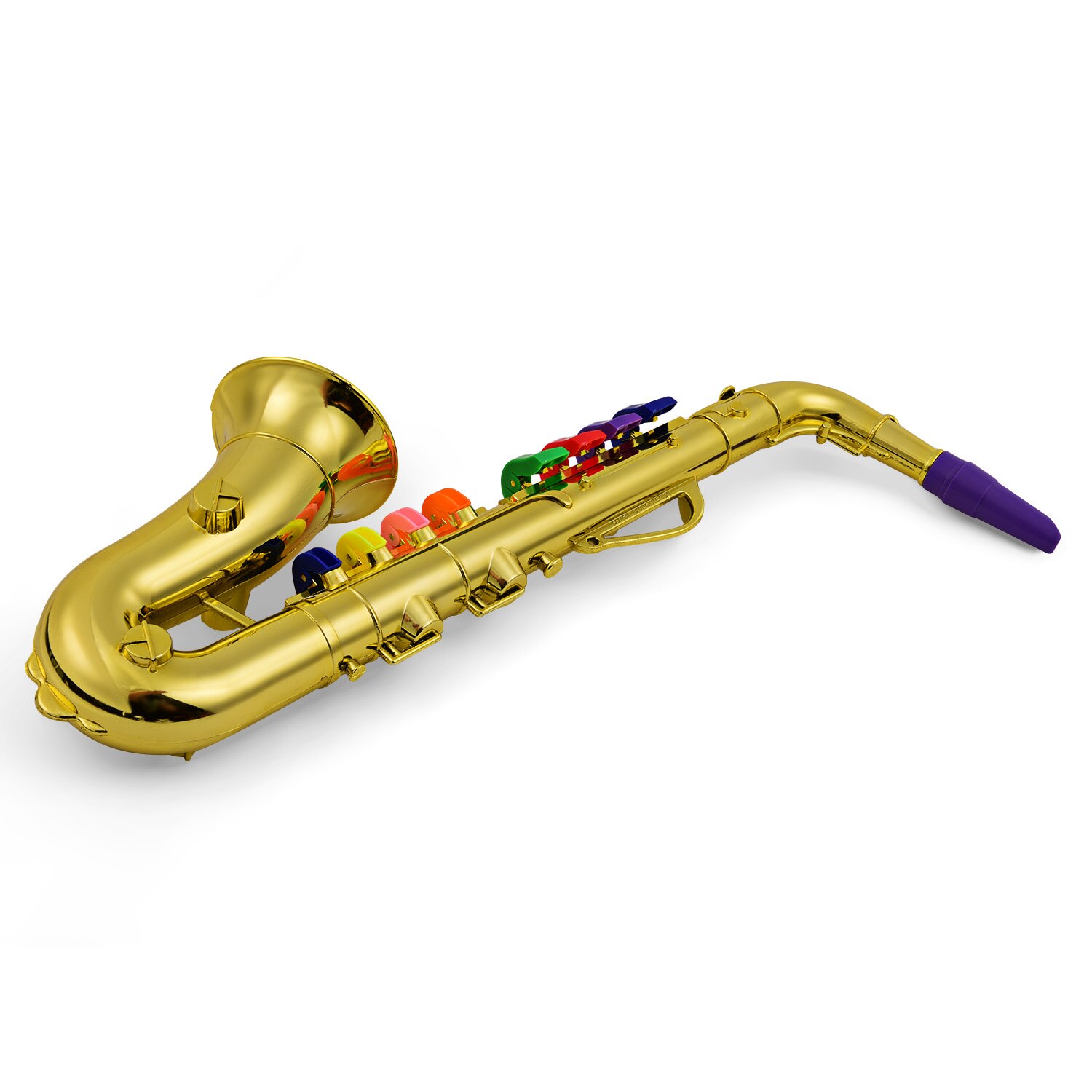 Saxofon børn abs metallisk guld saxofon med 8 farvede nøgler sax