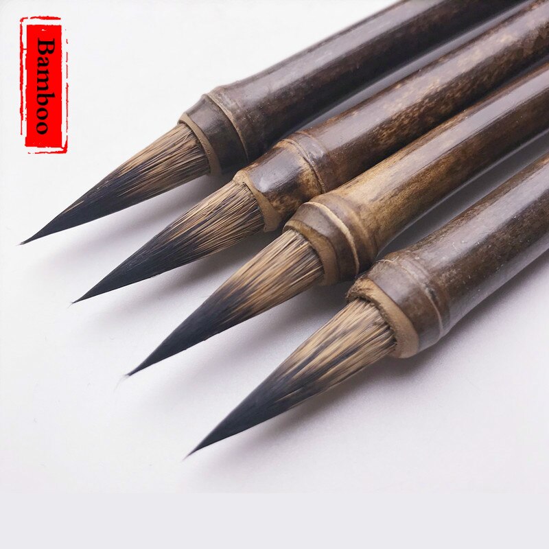 Calligraphy Brush Chinese Retro Bamboo Mouse Whisker Brush Pen for Small Regular Scrip Tinta China Caligrafia Huzhou Ink Pen