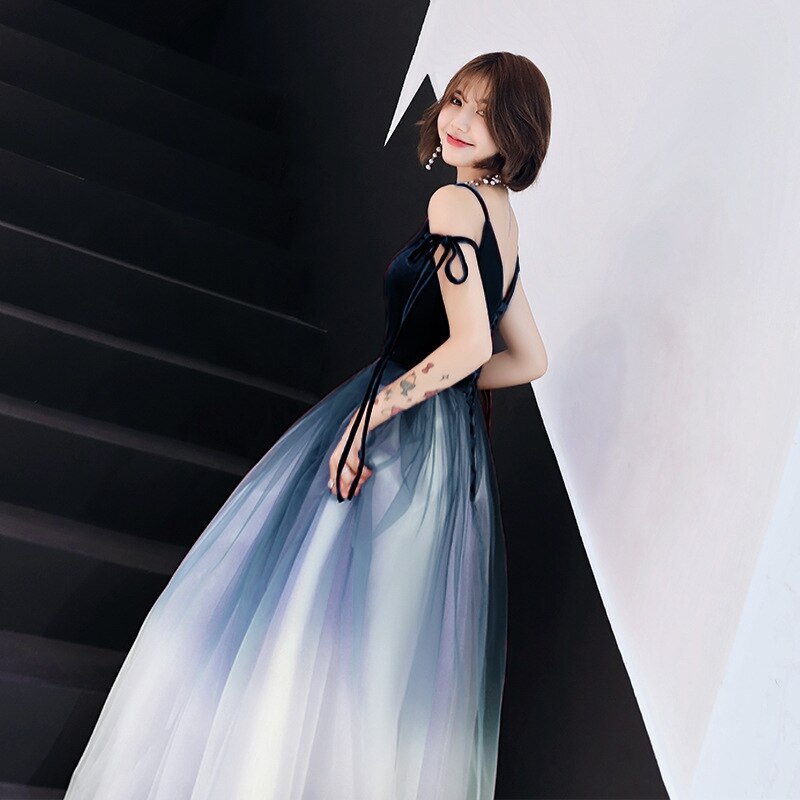 Wedding Toast Dress summer gradient married female sense was thin long evening dress female S-XXL