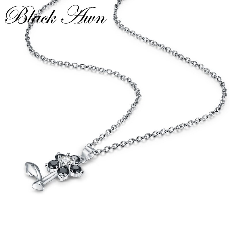 Flower Silver Necklace Sterling Silver Fine Jewelry Trendy Engagement Necklaces for Women Wedding Pendants P164