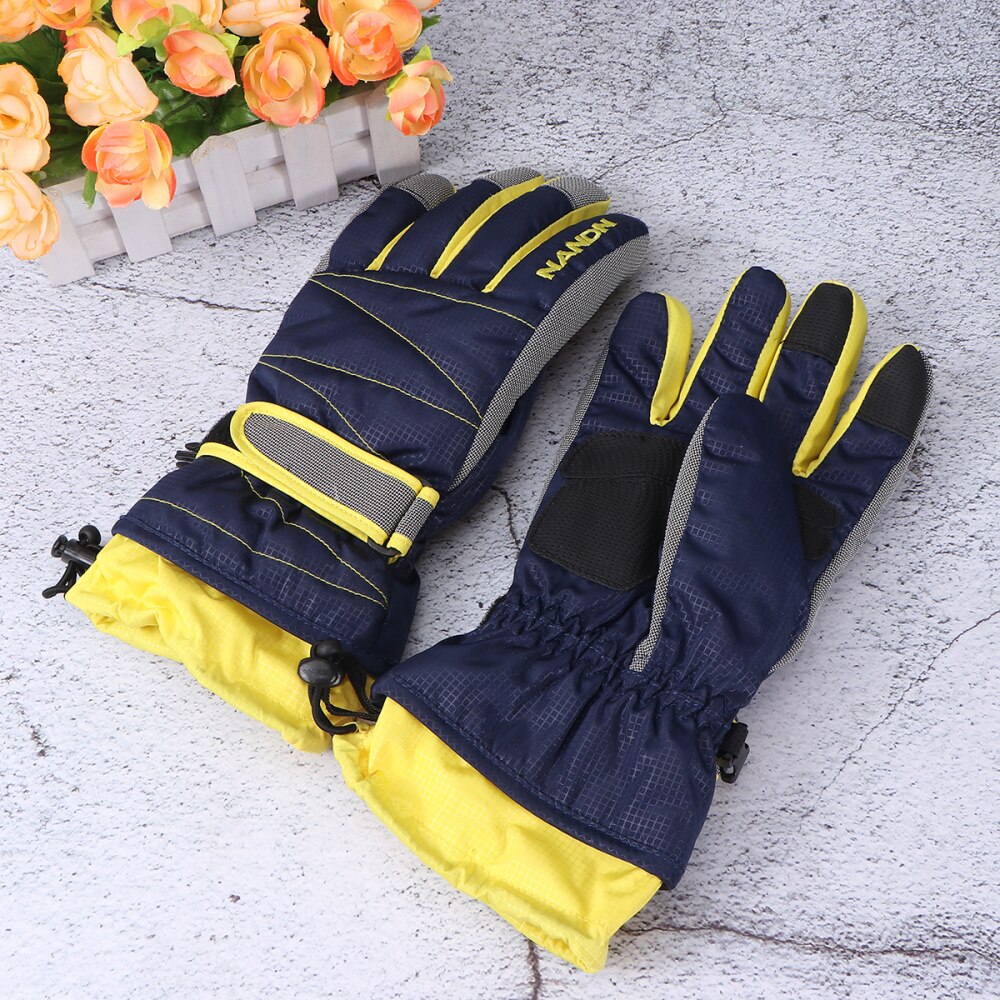 Cold Weather Super Warm Winter Snow Skiing Windproof Waterproof with Long Cuff for Snowboarding Riding (Blu