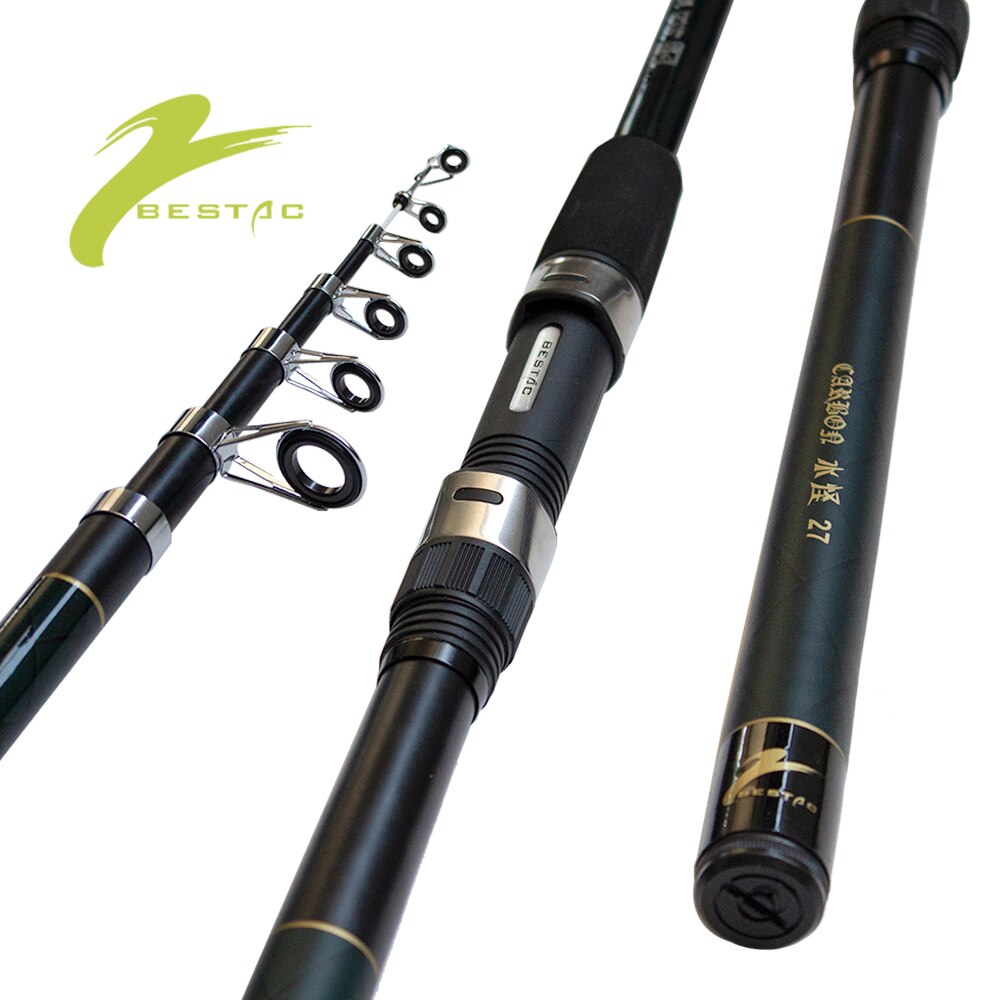 Kohlenstoff Teleskop Angelrute Tragbare Meer Stiefel Stange Lange Länge 2,7 m 3,0 m 3,3 m 3,6 m Surfcasting Dreh Angelrute BESTAC