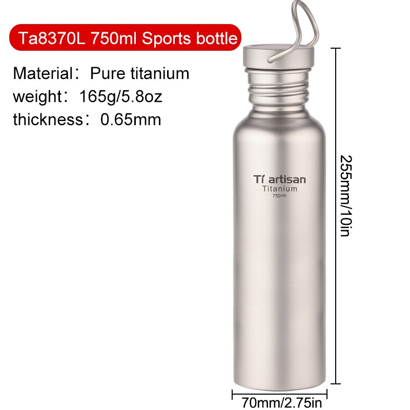 Tiartisan nyeste titanium sport vandflaske ultralet lækagesikker udendørs camping vandreture drikke vandflaske 400ml/600ml/750ml: 750ml