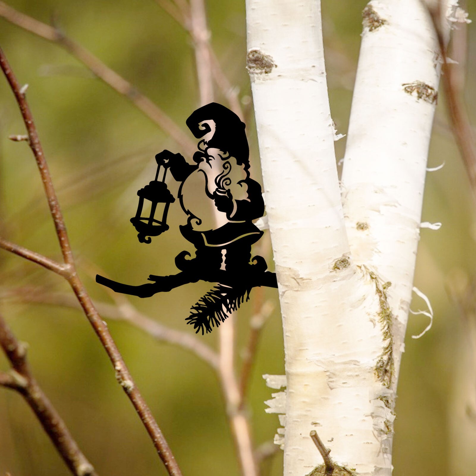 Gnome Decoration Metal Art Garden Backyard Tree Art Silhouette Exquisite Crafted Silhouettes Decoration For Garden Backyard