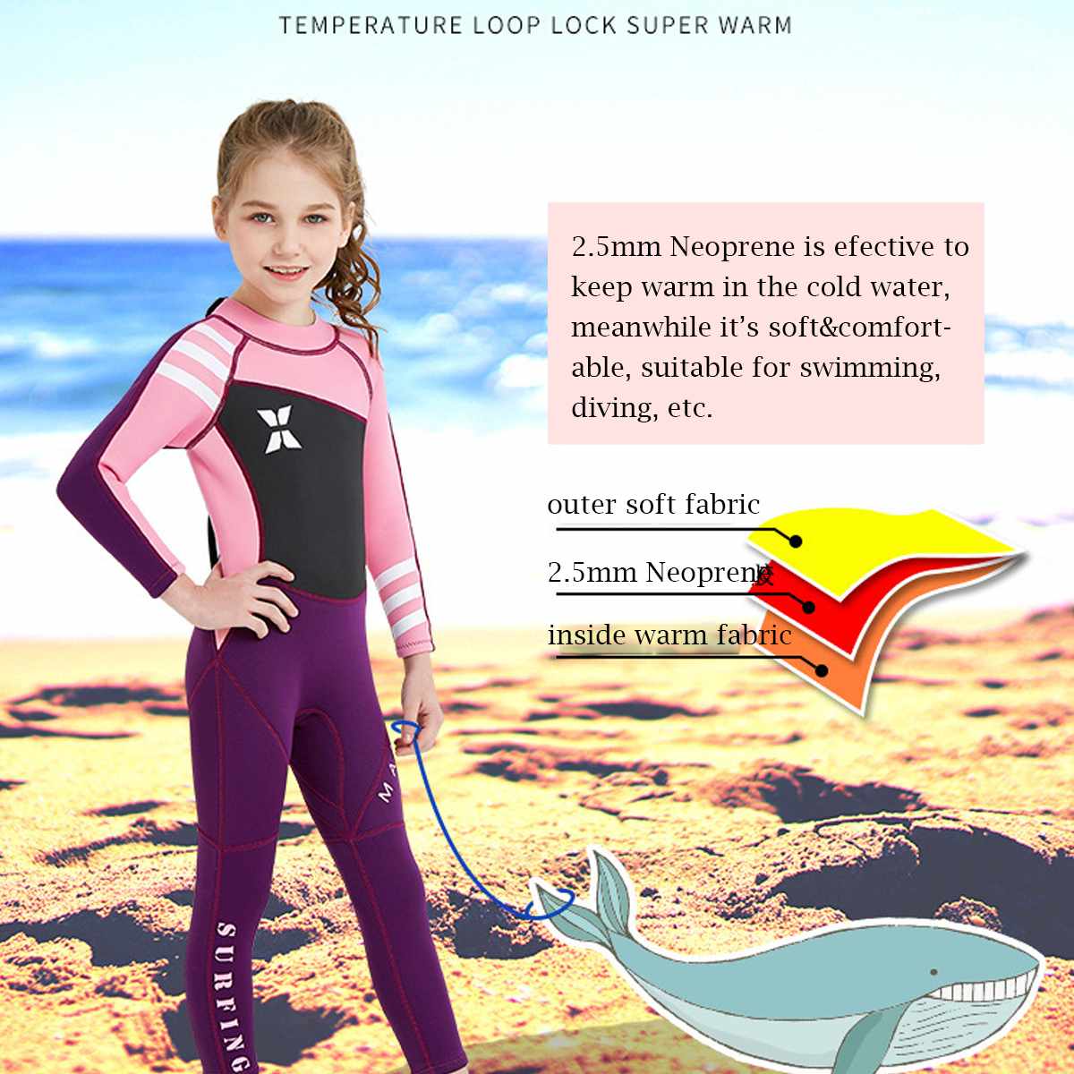 2.5MM Neoprene Boys Thermal Wetsuits Full-body Children Anti-UV Keep Warm Diving Suits Surf Swimwear Suit for kids