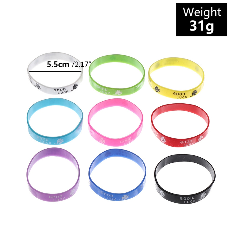 Pulseras decorativas de silicona de 9 piezas, pulsera de trébol de cuatro hojas de buena suerte, accesorios de para hombres, mujeres, niños y niñas