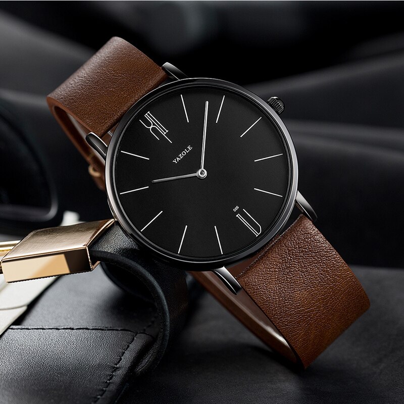 Reloj YAZOLE de lujo para hombre, relojes de pulsera de cuarzo de cuero, reloj de negocios para hombre, reloj de pulsera informal para hombre, reloj Masculino