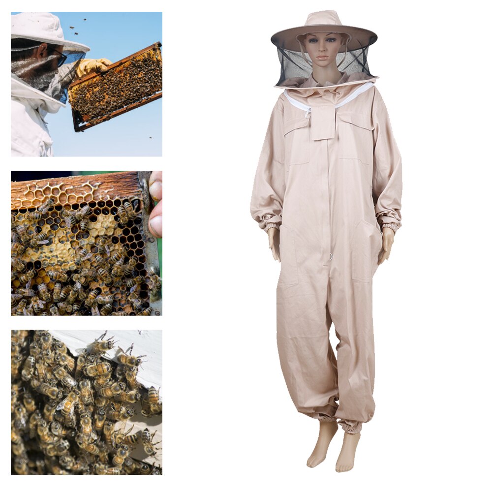 Bijenteelt Koffie Kleur Overall Kleding Vervanging Hoed Full Body Pak Unisex Siamese Bee Kleding Voor Imker