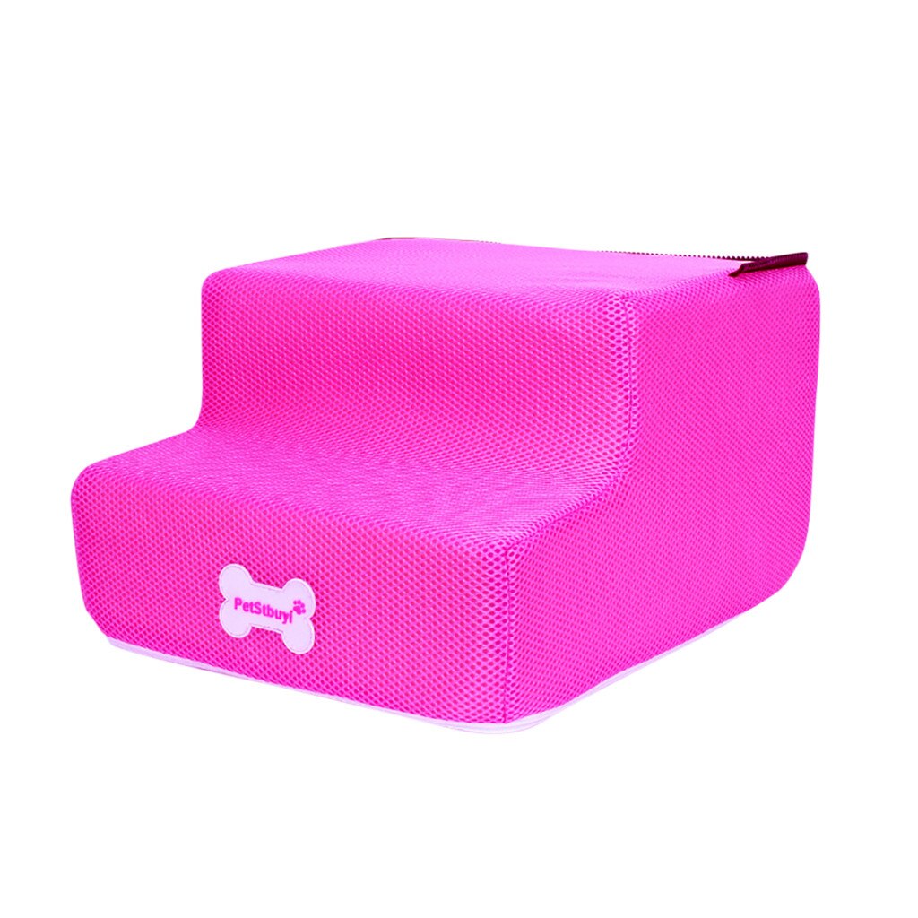 Pet Products Breathable Mesh Foldable Pet Stairs Detachable Pet Bed Stairs Dog Ramp 2 Steps Ladder Pet Stairs Dog Access: Hot Pink