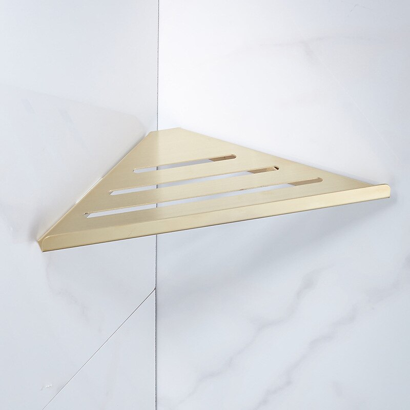 ELLEN Bathroom Corner Shelves Gold Brushed Nickel Stainless Steel Wall Shelf Shower Storage Bathroom Accessories Shelves EL42: A-Gold