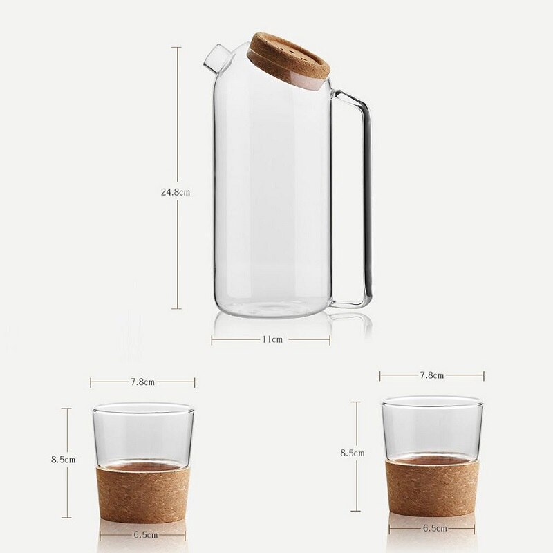 Glas vandkande kande kande karaffel til juice kork prop stor kapacitet varmebestandig kold elkedel husholdnings boble tekande sæt