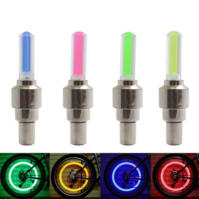 Coppia Luci a Raggi LED Bici Bicicletta Ruota Pneumatico Lampade Flash Luminose