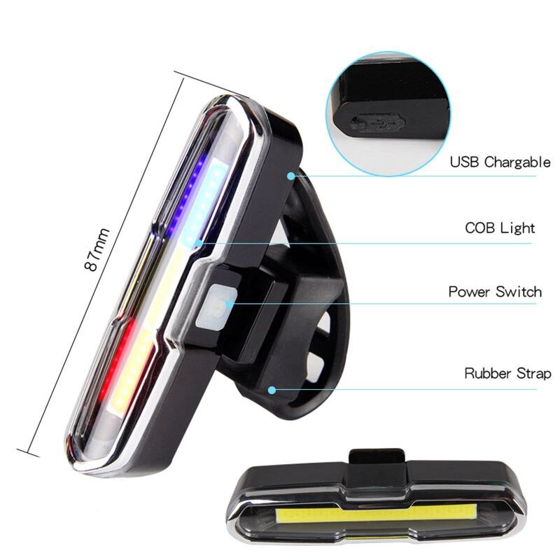 Usb genopladelig cykellygte foran, lithium batteri led cykel baglygte cykelhjelm lys lampe montering cykel tilbehør