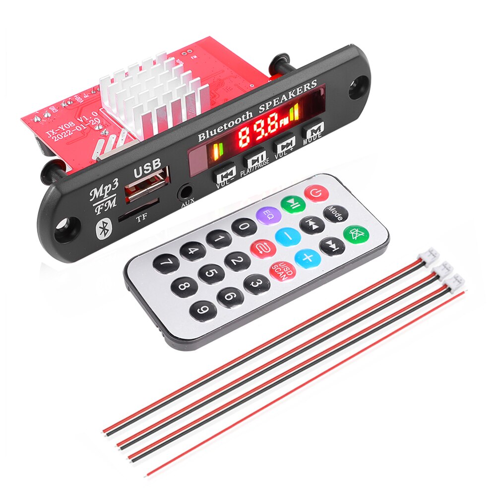 2*60W 120W Verstärker 12V MP3 WMA WAV Decoder Board Bluetooth 5,0 Drahtlose Musik audio Modul USB TF FM Radio Für Auto Lautsprecher: Black