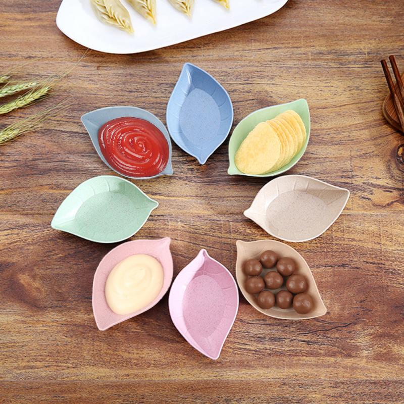 1Pcs Tarwe Multipurpose Kruiden Kom Leaf Hart Vorm Kruiden Kom Kleine Platen Snack Schotel Saus Te Schoon Keuken gereedschap