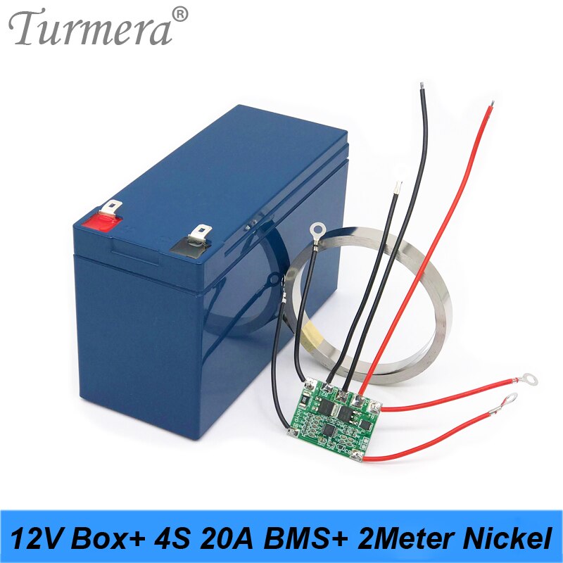 Turmera 32650 32700 Lifepo4 Battery Storage Box with 1x4 Bracket for 12V 7Ah Uninterrupted Power Supply and E-bike Battery Use A: Blue-BMS-Nickel