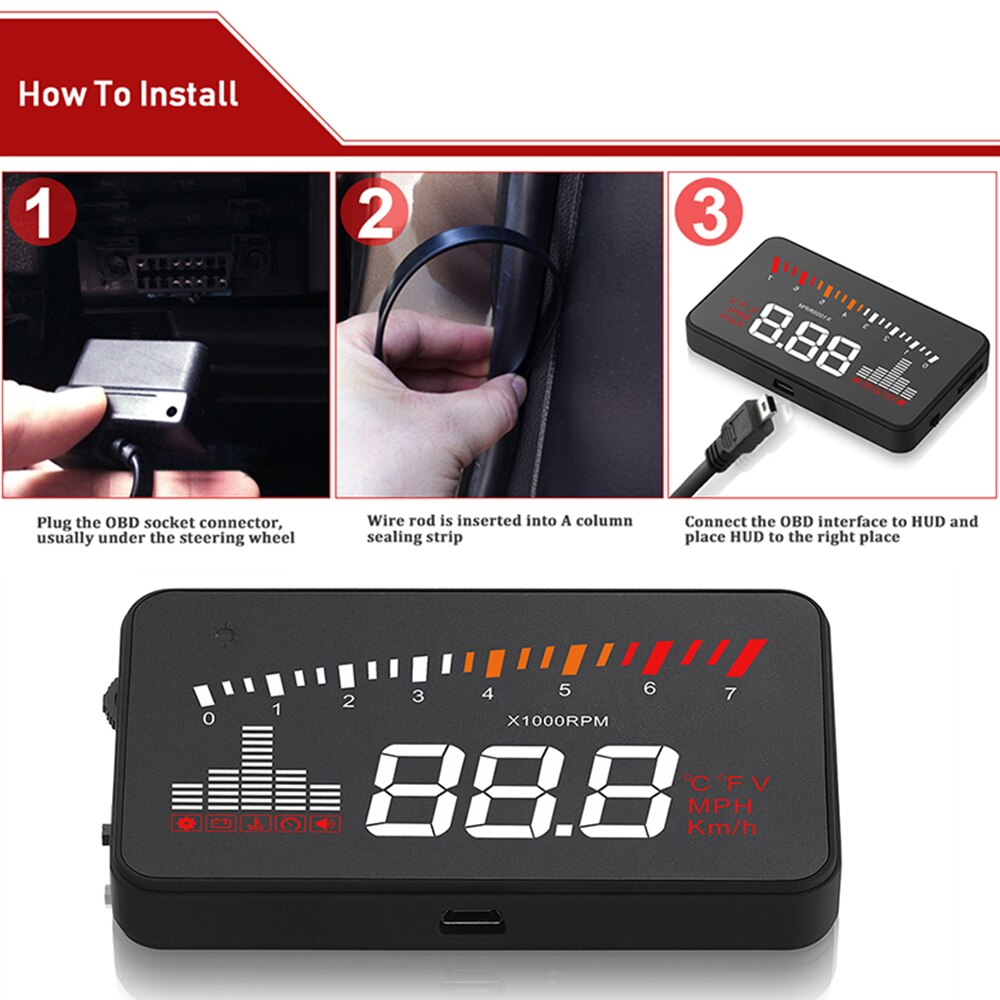 X5 Car OBD II HeadUp Display Overspeed Warning System Projector