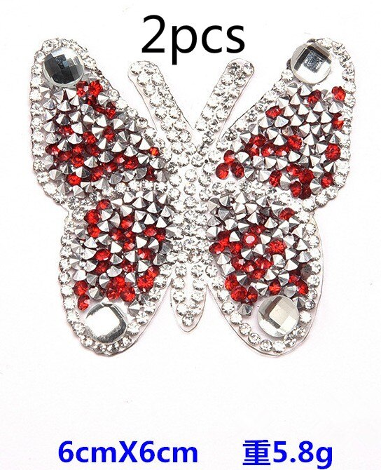 2pcs Iron On Butterfly Rhinestone Patches Thermo Stickers On Clothes Colorful Butterfly Patches can be used in T-shirt: d-2pcs