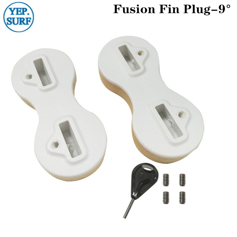 Sup board surfing fin fcs plug hvid 9 graders fusion fin box plast fin plugs med fin key