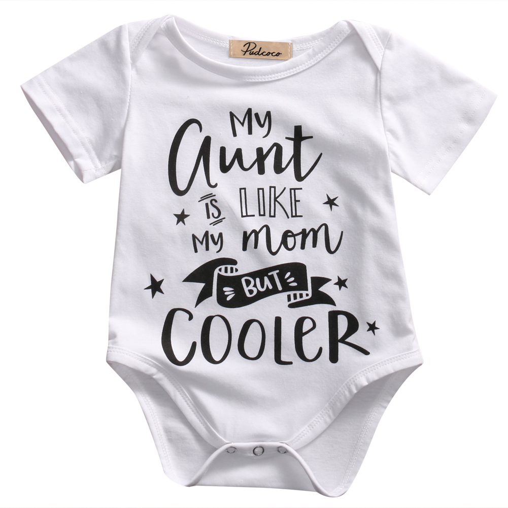 Infant Baby Kids Rompers Summer Baby Boy Girl Short Sleeve Cotton Romper My aunt Stars Rompers Jumpsuit Clothes Outfits 0-18M: 3M