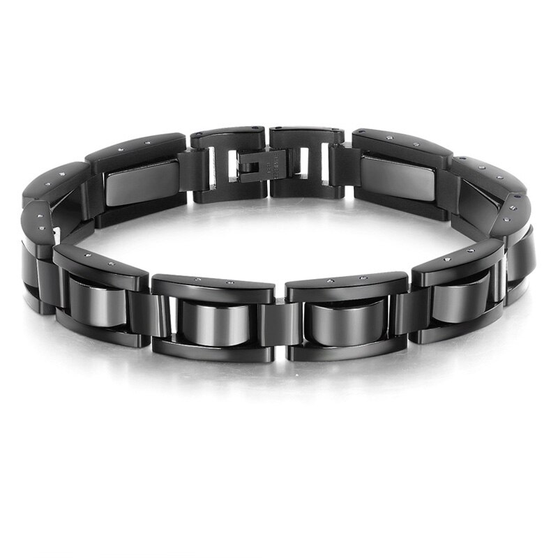 Black Magnetic Bracelet Men Hand Chain Energy Health Germanium Magnet Bracelet Stainless Steel Bracelets for Women: 4