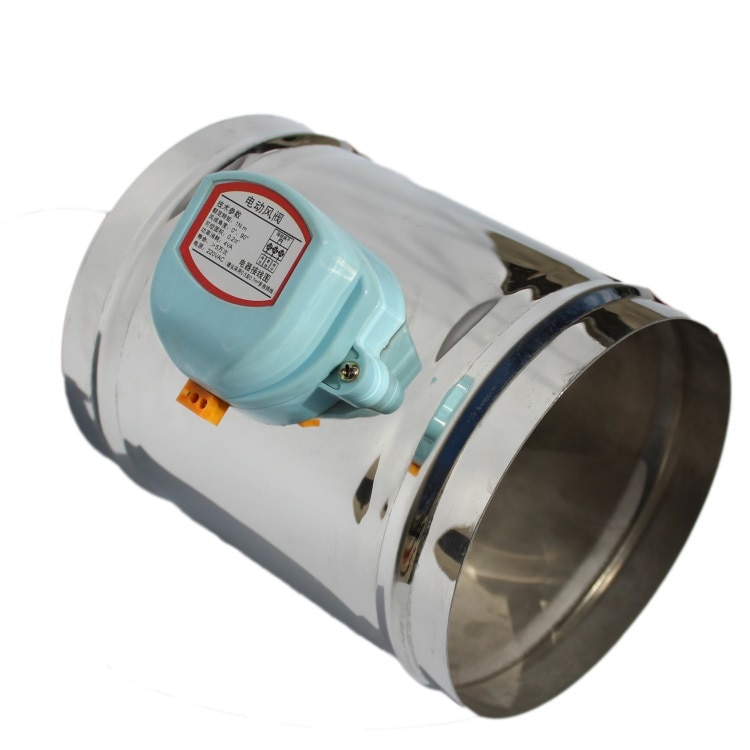Conducto eléctrico de aire de acero inoxidable de 80/100/125/150/200mm, válvula de compuerta, aire acondicionado motorizado, amortiguador de aire AC220V