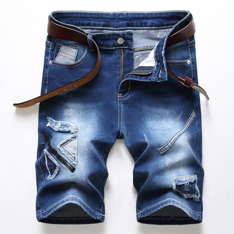 Quanbo herre skinny jeans shorts sommer elastiske shorts jeans casual slim fit streetwear denim shorts plus størrelse 40 42